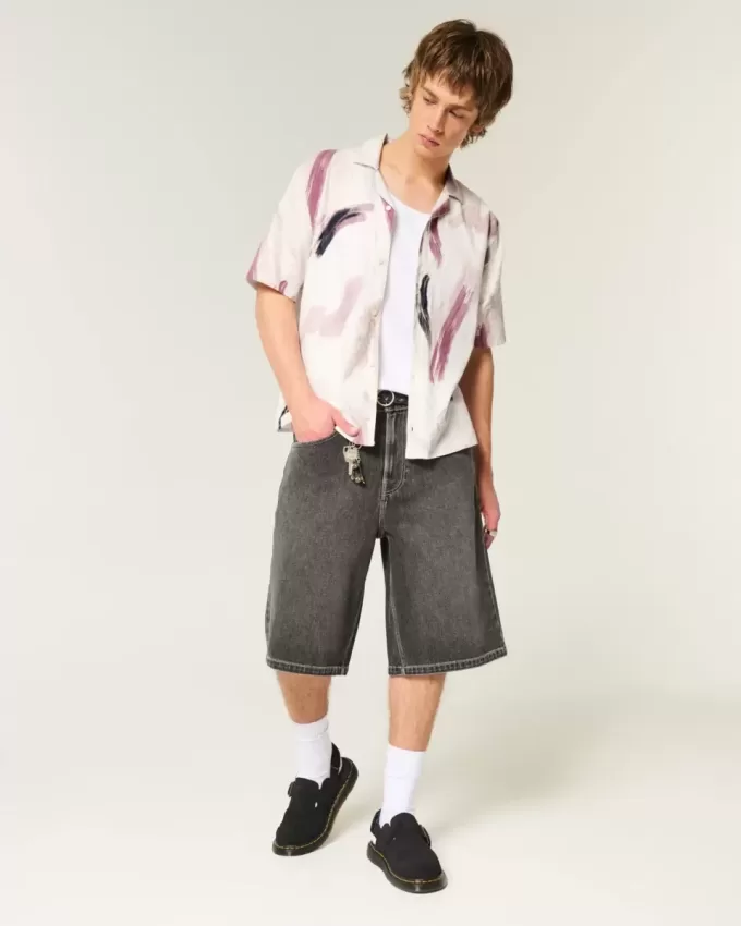 Linen-Blend Short-Sleeve Pattern Shirt Linen-Blend Short-Sleeve Pattern Shirt