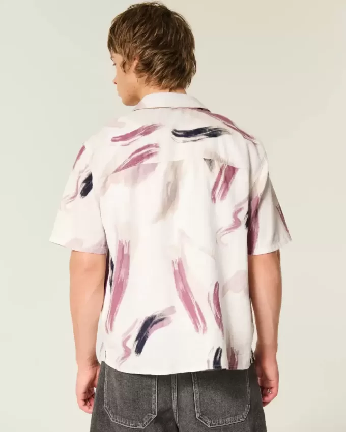 Linen-Blend Short-Sleeve Pattern Shirt Linen-Blend Short-Sleeve Pattern Shirt