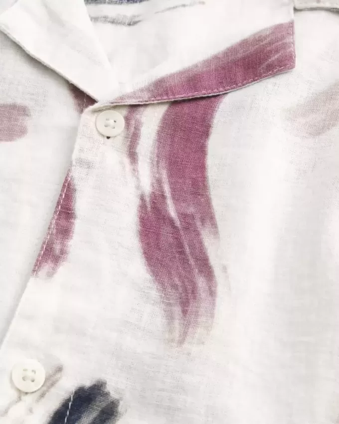 Linen-Blend Short-Sleeve Pattern Shirt Linen-Blend Short-Sleeve Pattern Shirt