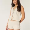 Linen-Blend Side Bow Soft Shorts Linen-Blend Side Bow Soft Shorts