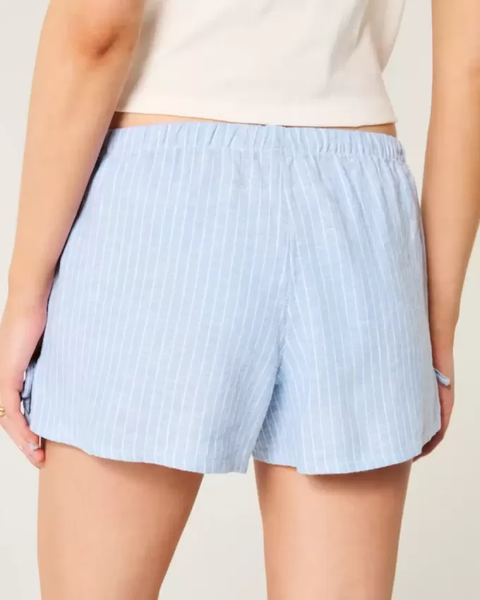 Linen-Blend Side Bow Soft Shorts Linen-Blend Side Bow Soft Shorts