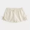 Linen-Blend Side Bow Soft Shorts Linen-Blend Side Bow Soft Shorts