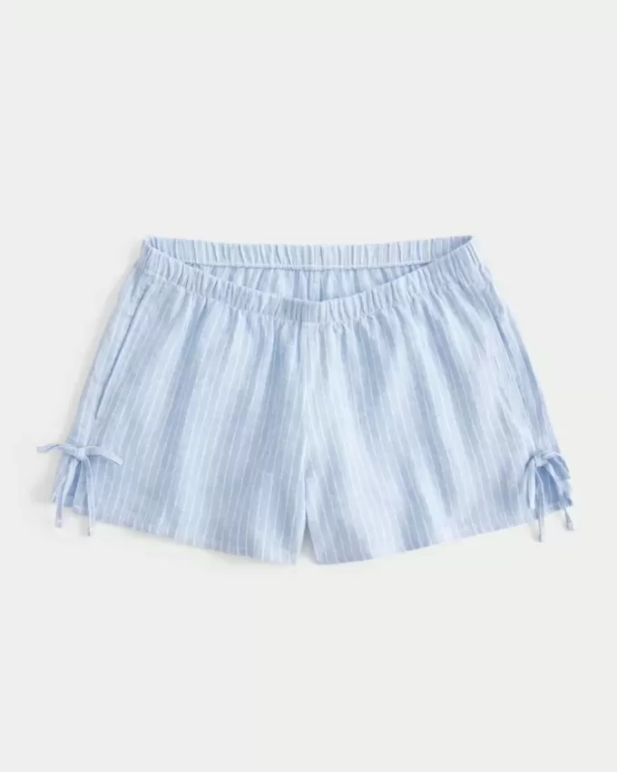 Linen-Blend Side Bow Soft Shorts Linen-Blend Side Bow Soft Shorts