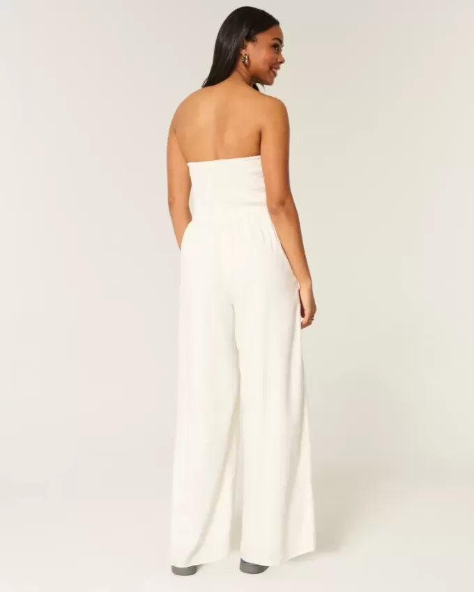 Linen-Blend Strapless Jumpsuit Linen-Blend Strapless Jumpsuit