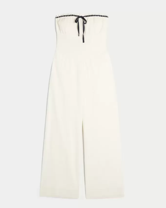 Linen-Blend Strapless Jumpsuit Linen-Blend Strapless Jumpsuit