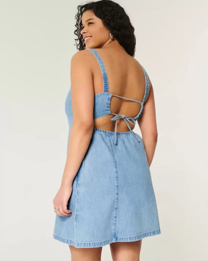 Linen-Blend Structured Mini Dress