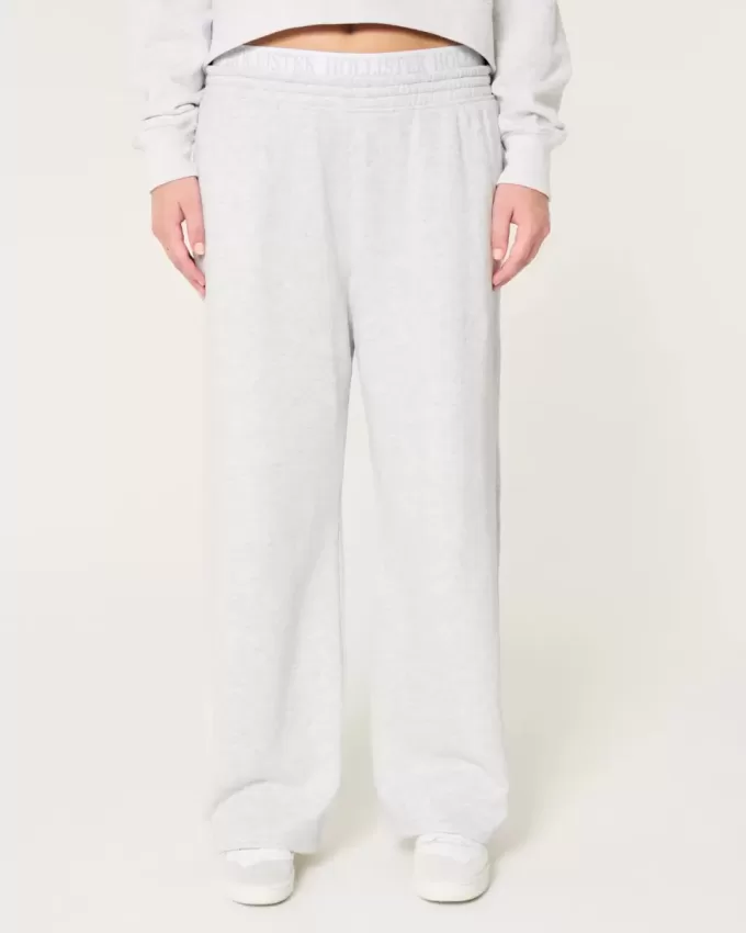 Logo Waist Fleece Wide-Leg Pants Logo Waist Fleece Wide-Leg Pants