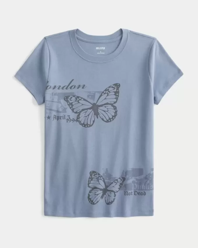 London Butterfly Graphic Baby Tee