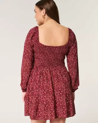 Long-Sleeve Cinch Bust Mini Dress