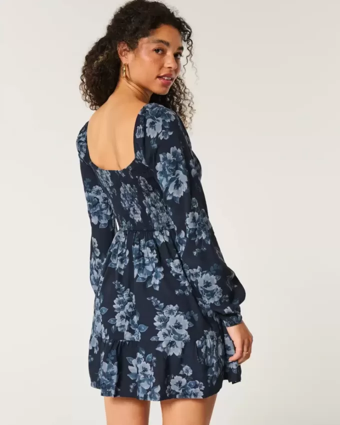 Long-Sleeve Cinch Bust Mini Dress Long-Sleeve Cinch Bust Mini Dress