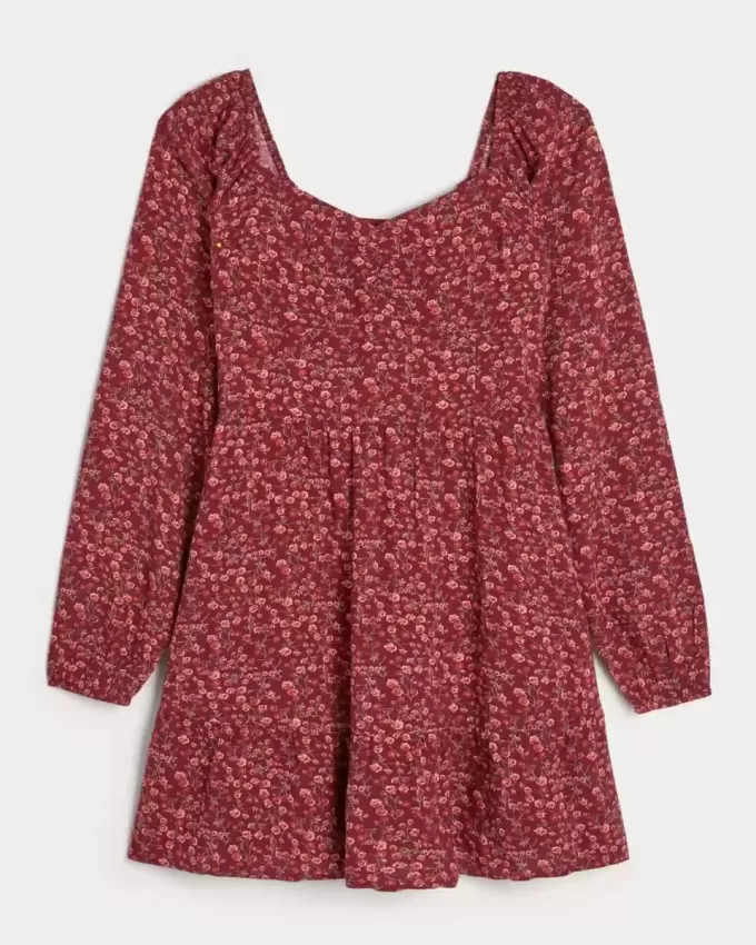 Long-Sleeve Cinch Bust Mini Dress Long-Sleeve Cinch Bust Mini Dress