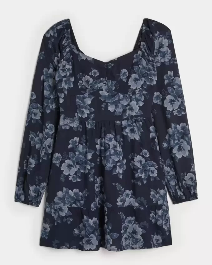 Long-Sleeve Cinch Bust Mini Dress Long-Sleeve Cinch Bust Mini Dress