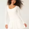 Long-Sleeve Crochet-Style Mini Skater Dress Long-Sleeve Crochet-Style Mini Skater Dress