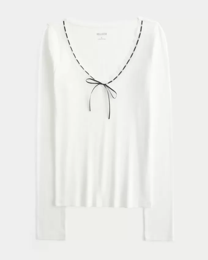 Long-Sleeve Lace Trim Top Long-Sleeve Lace Trim Top