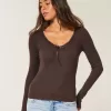 Long-Sleeve Lace Trim Top