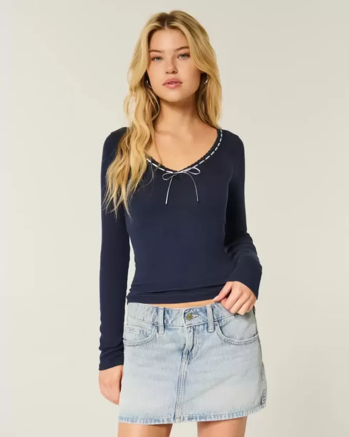Long-Sleeve Lace Trim Top Long-Sleeve Lace Trim Top