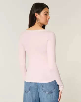 Long-Sleeve Lace Trim Top