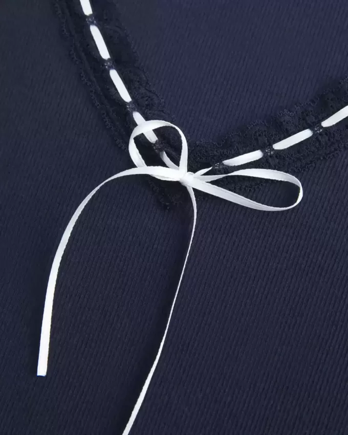 Long-Sleeve Lace Trim Top Long-Sleeve Lace Trim Top