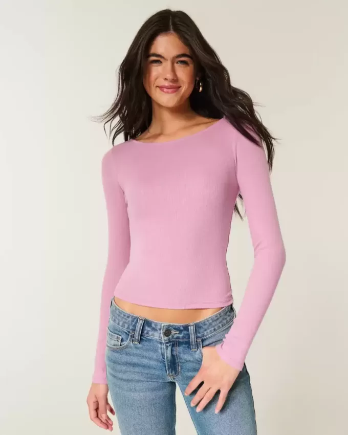Long-Sleeve Slash-Neck Top Long-Sleeve Slash-Neck Top