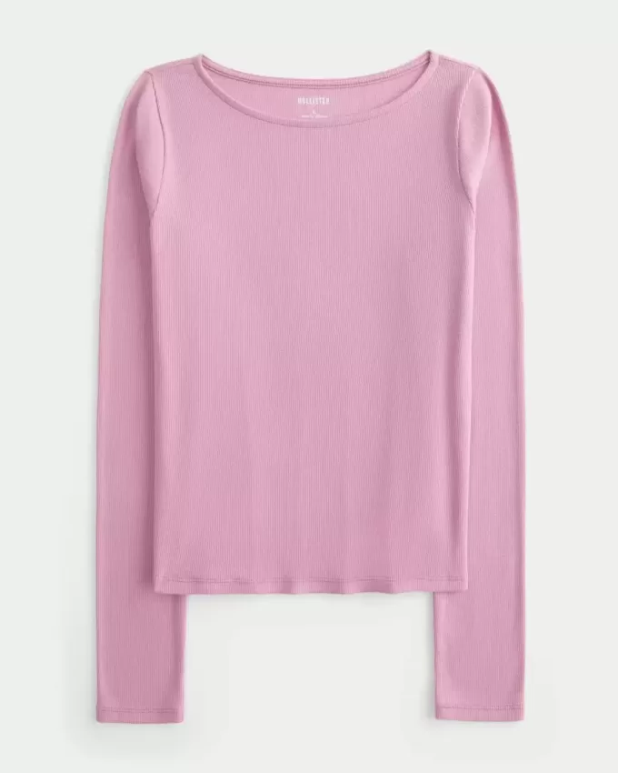 Long-Sleeve Slash-Neck Top Long-Sleeve Slash-Neck Top