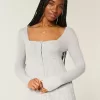 Long-Sleeve Square-Neck Babydoll Sweater