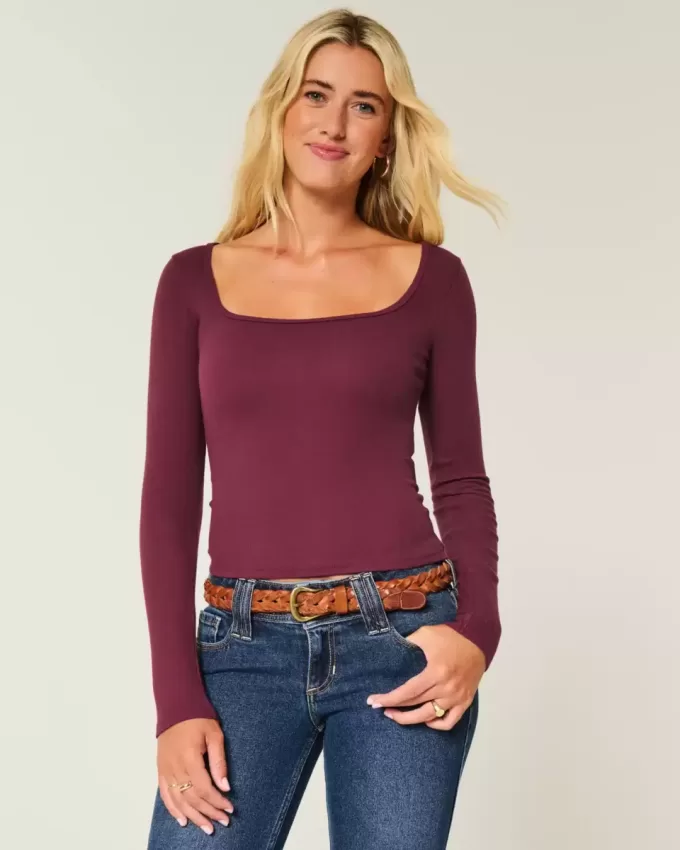 Long-Sleeve Square-Neck Top Long-Sleeve Square-Neck Top