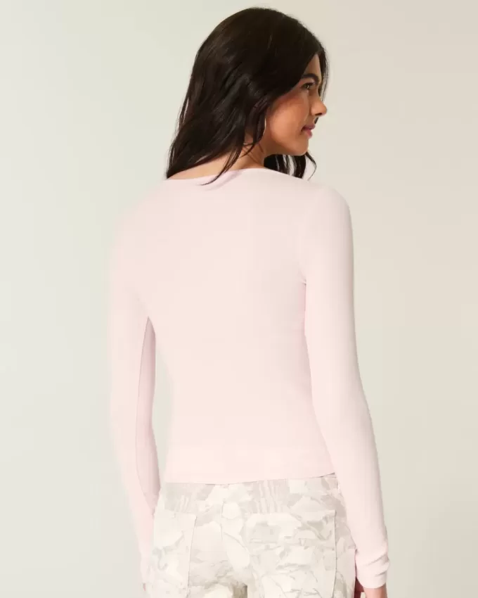 Long-Sleeve Square-Neck Top