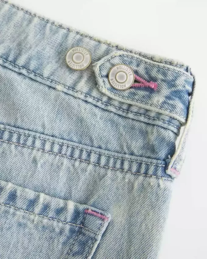 Low-Rise Adjustable Waist Light Wash Baggy Jeans