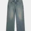 Low-Rise Adjustable Waist Medium Wash Baggy Jeans