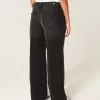 Low-Rise Adjustable Waist Washed Black Baggy Jeans