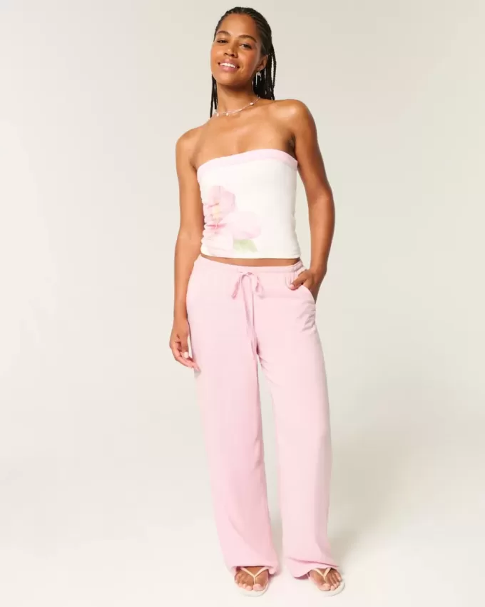 Low-Rise Baggy Pull-On Pants