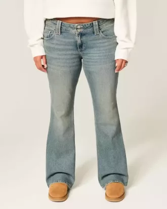 Low-Rise Butterfly Embroidery Medium Wash Bootcut Jeans