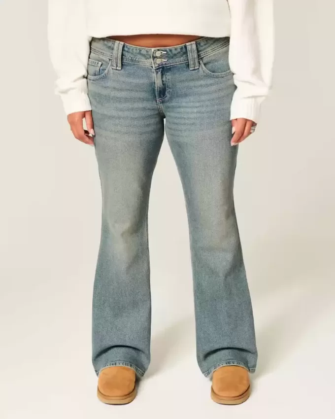 Low-Rise Butterfly Embroidery Medium Wash Bootcut Jeans Low-Rise Butterfly Embroidery Medium Wash Bootcut Jeans