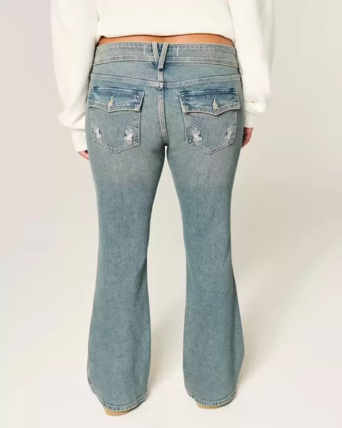 Low-Rise Butterfly Embroidery Medium Wash Bootcut Jeans Low-Rise Butterfly Embroidery Medium Wash Bootcut Jeans