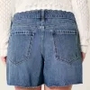 Low-Rise Dark Wash Baggy Denim Shorts 5″