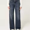Low-Rise Dark Wash Baggy Jeans