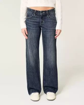 Low-Rise Dark Wash Baggy Jeans