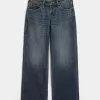 Low-Rise Dark Wash Baggy Jeans