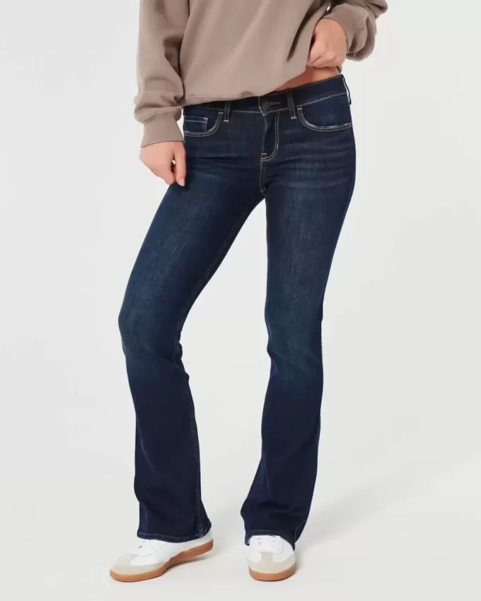 Low-Rise Dark Wash Boot Jeans