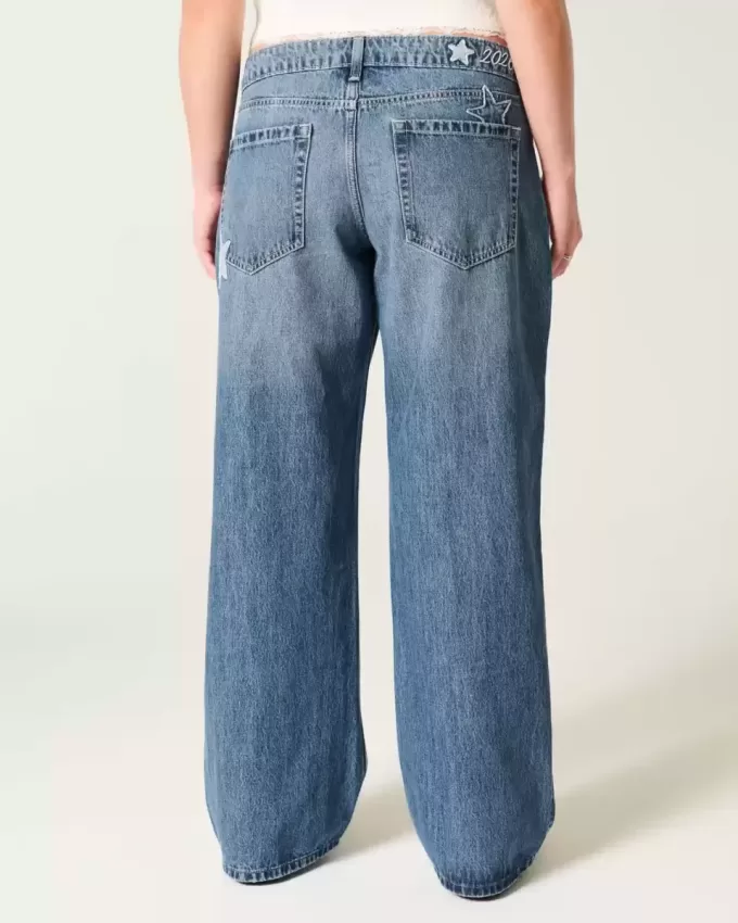 Low-Rise Dark Wash Class of ’26 Embroidered Baggy Jeans Low-Rise Dark Wash Class of ’26 Embroidered Baggy Jeans