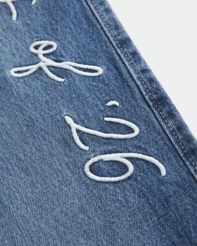 Low-Rise Dark Wash Class of ’26 Embroidered Baggy Jeans Low-Rise Dark Wash Class of ’26 Embroidered Baggy Jeans
