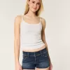Low-Rise Dark Wash Denim Shortie Shorts