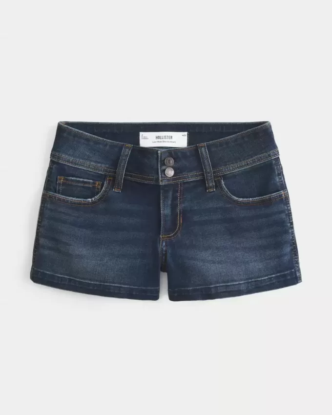 Low-Rise Dark Wash Denim Shortie Shorts