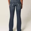 Low-Rise Dark Wash Embroidered Bootcut Jeans Low-Rise Dark Wash Embroidered Bootcut Jeans