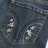 Low-Rise Dark Wash Embroidered Bootcut Jeans Low-Rise Dark Wash Embroidered Bootcut Jeans