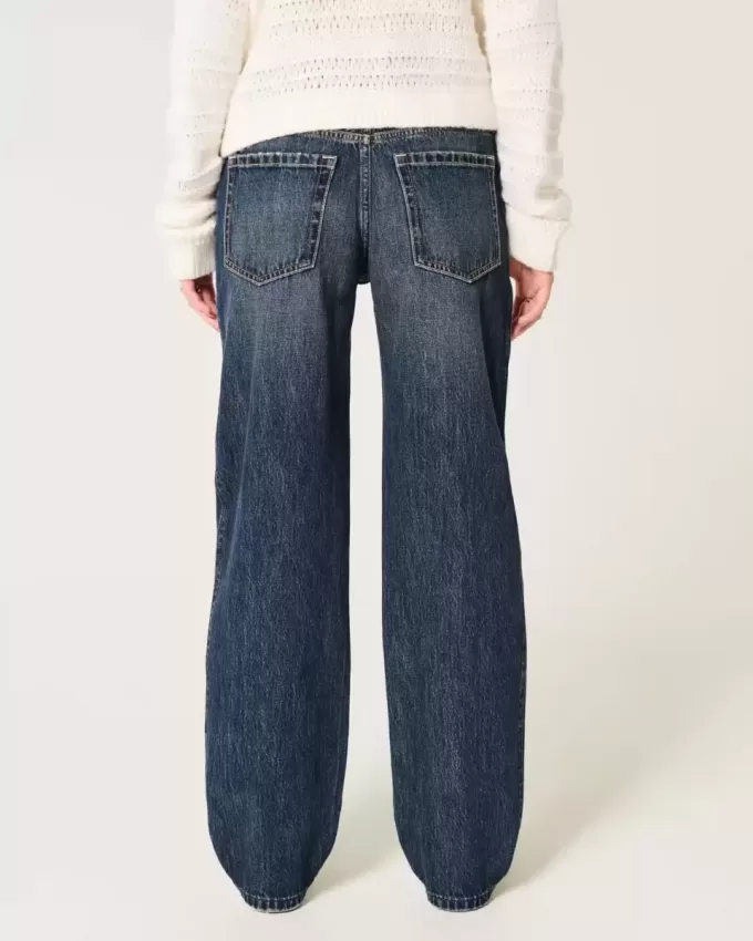Low-Rise Dark Wash Loose Jeans
