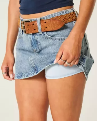 Low-Rise Denim Mini Skort
