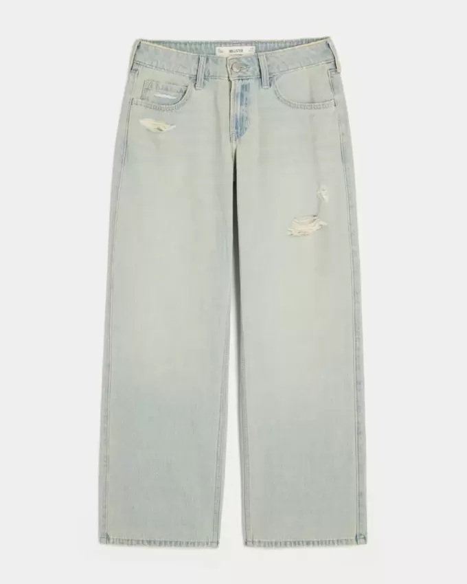 Low-Rise Distressed Light Wash Baggy Jeans Low-Rise Distressed Light Wash Baggy Jeans