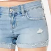 Low-Rise Distressed Light Wash Denim Shorts Low-Rise Distressed Light Wash Denim Shorts