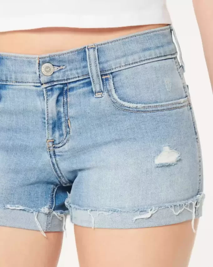 Low-Rise Distressed Light Wash Denim Shorts Low-Rise Distressed Light Wash Denim Shorts